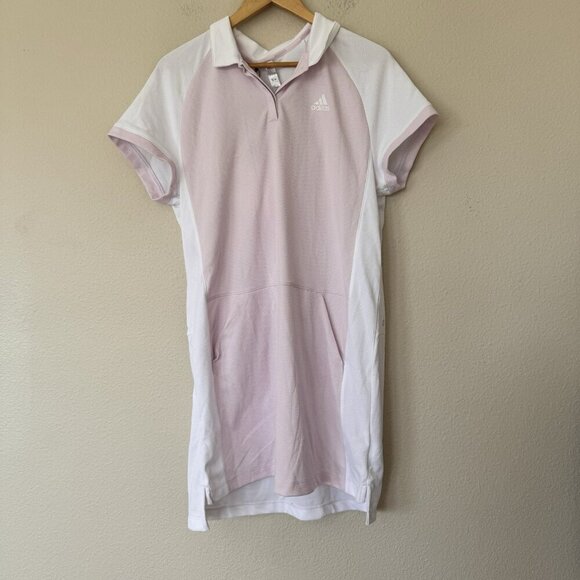 Adidas Dress Large Tennis Golf Pullover Polo Shirt Stretch Sport Womens NEW Pink - Picture 1 of 8